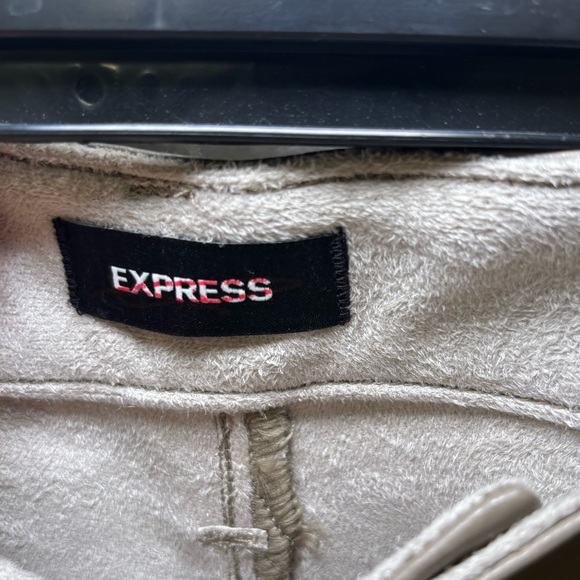 Express Women's Taupe Faux Leather Straight Leg Pants - Picture 5 of 8